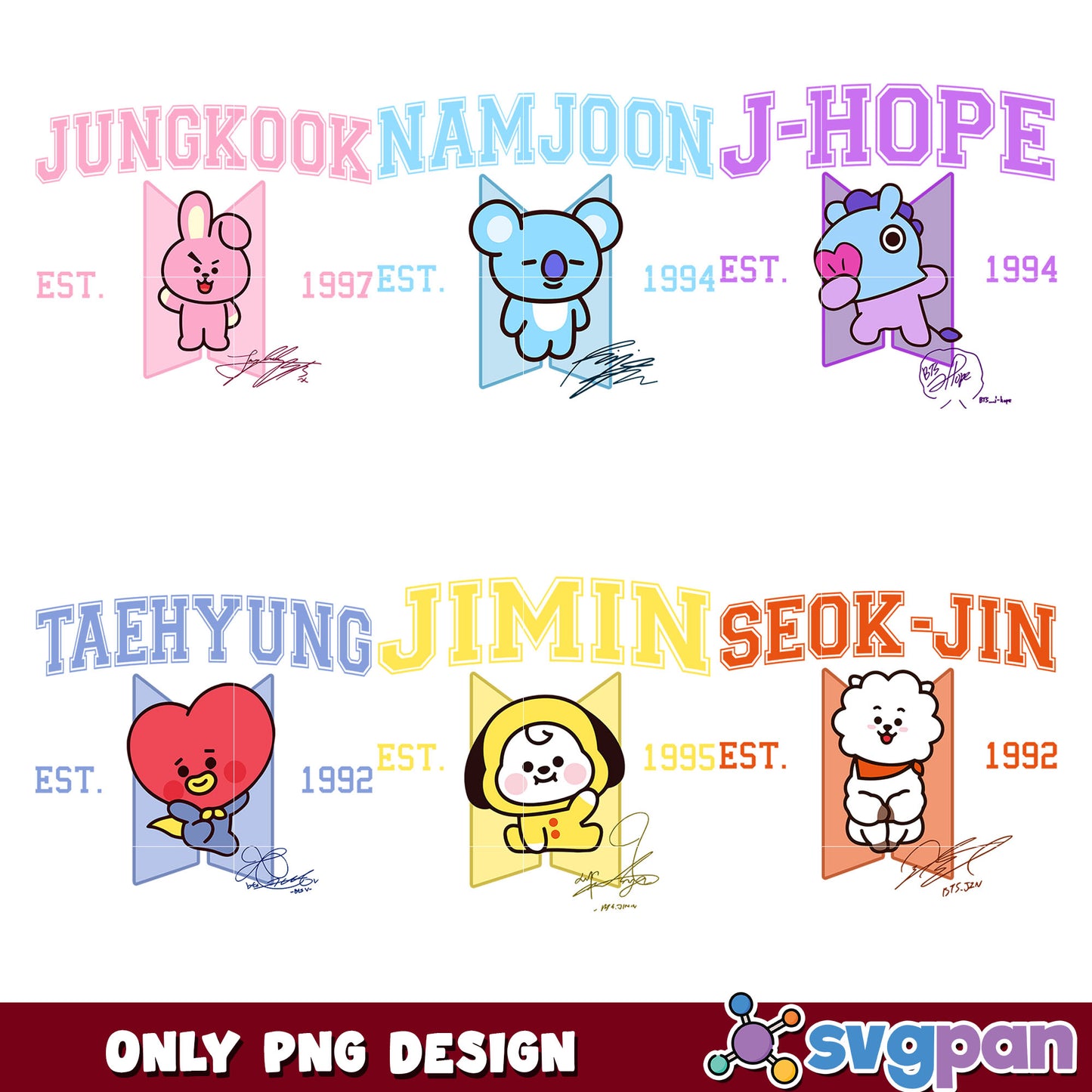 Bt21 bts est png bundle