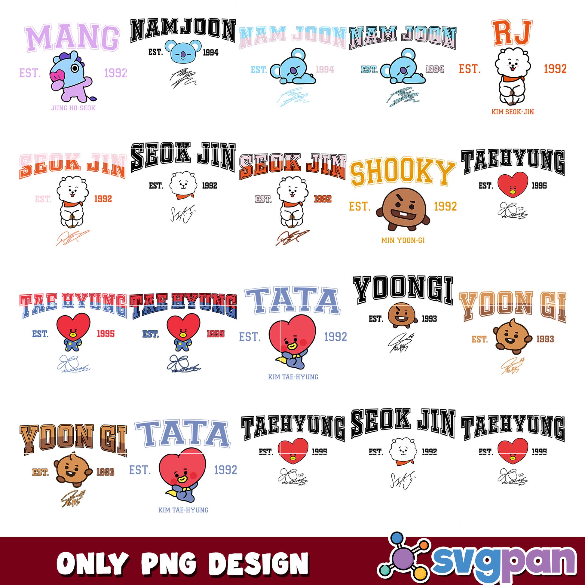 Bt21 bts signature png bundle