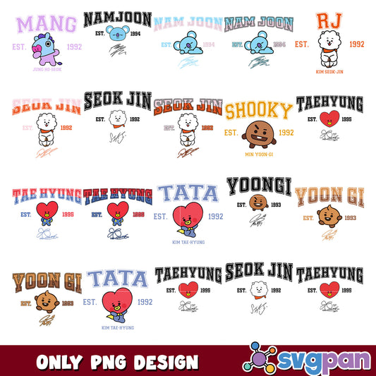 Bt21 bts signature png bundle