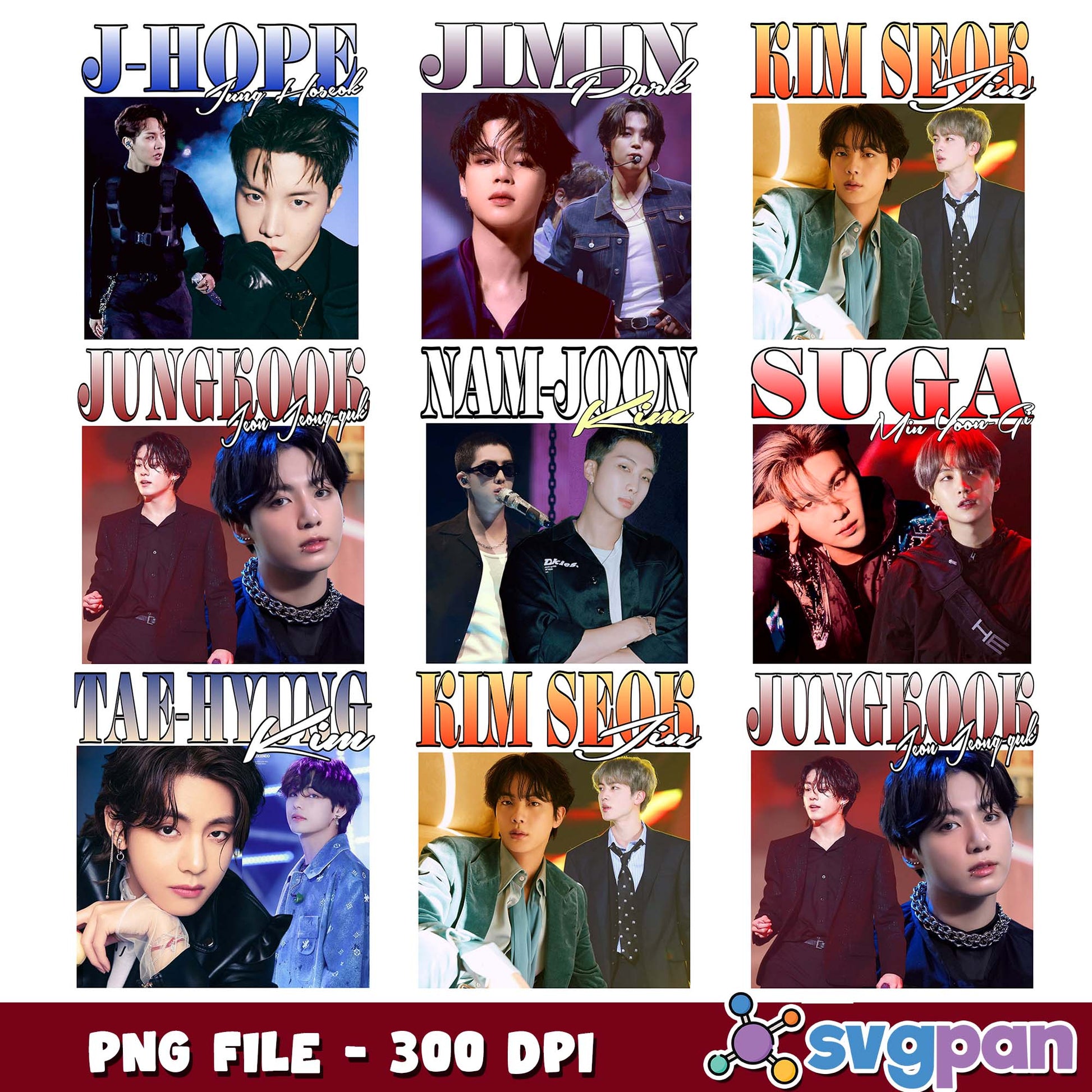 Bts members poster png bundle