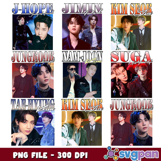 Bts members poster png bundle