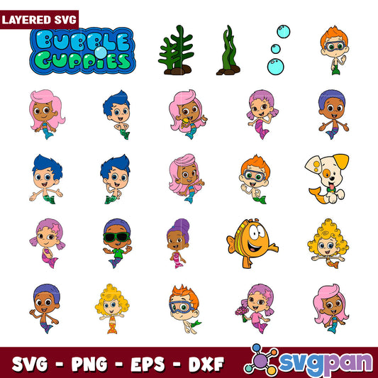 Bubble Guppies SVG Bundle Layered Cut Files