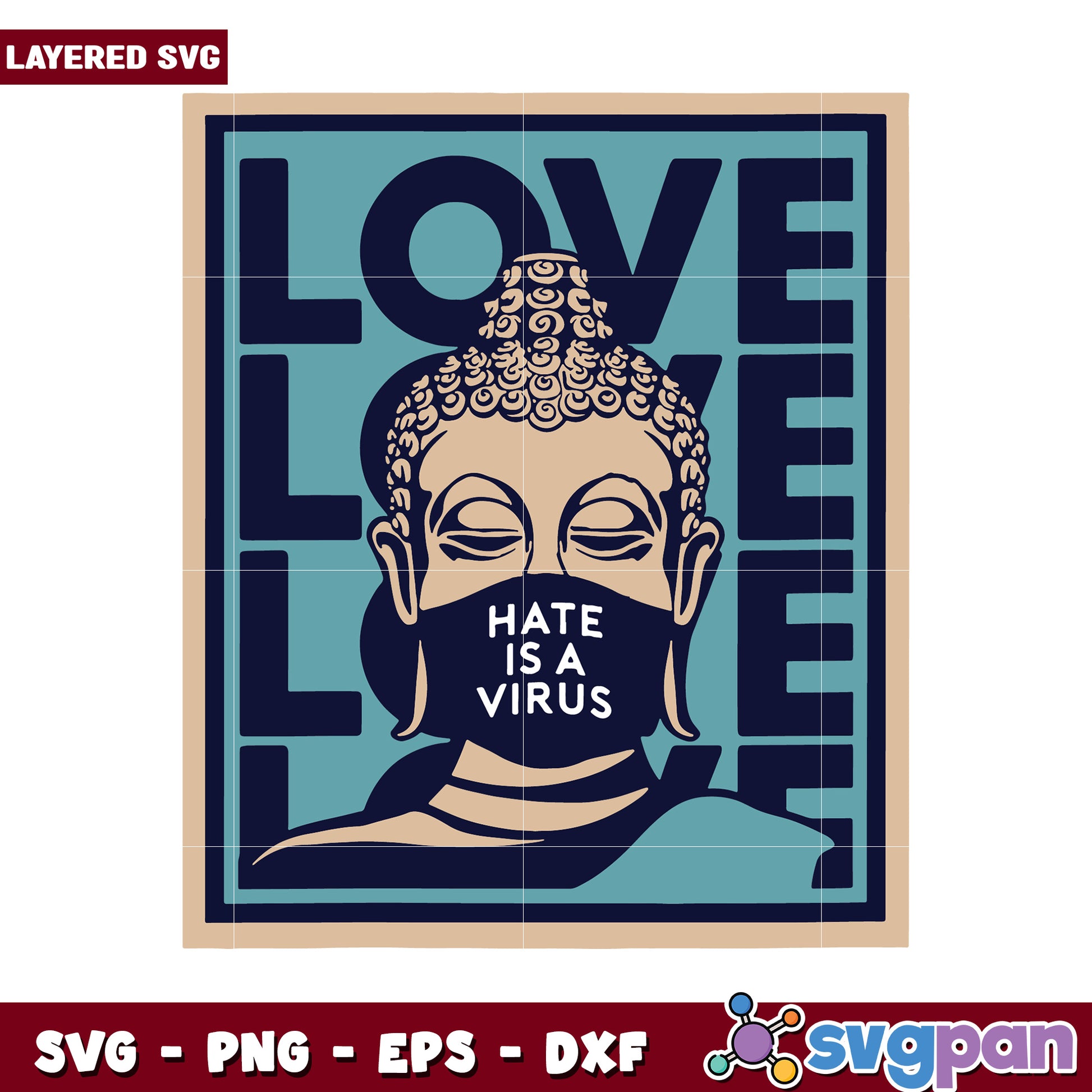 Buddha Love SVG Design, Promote Peace and Unity through Art