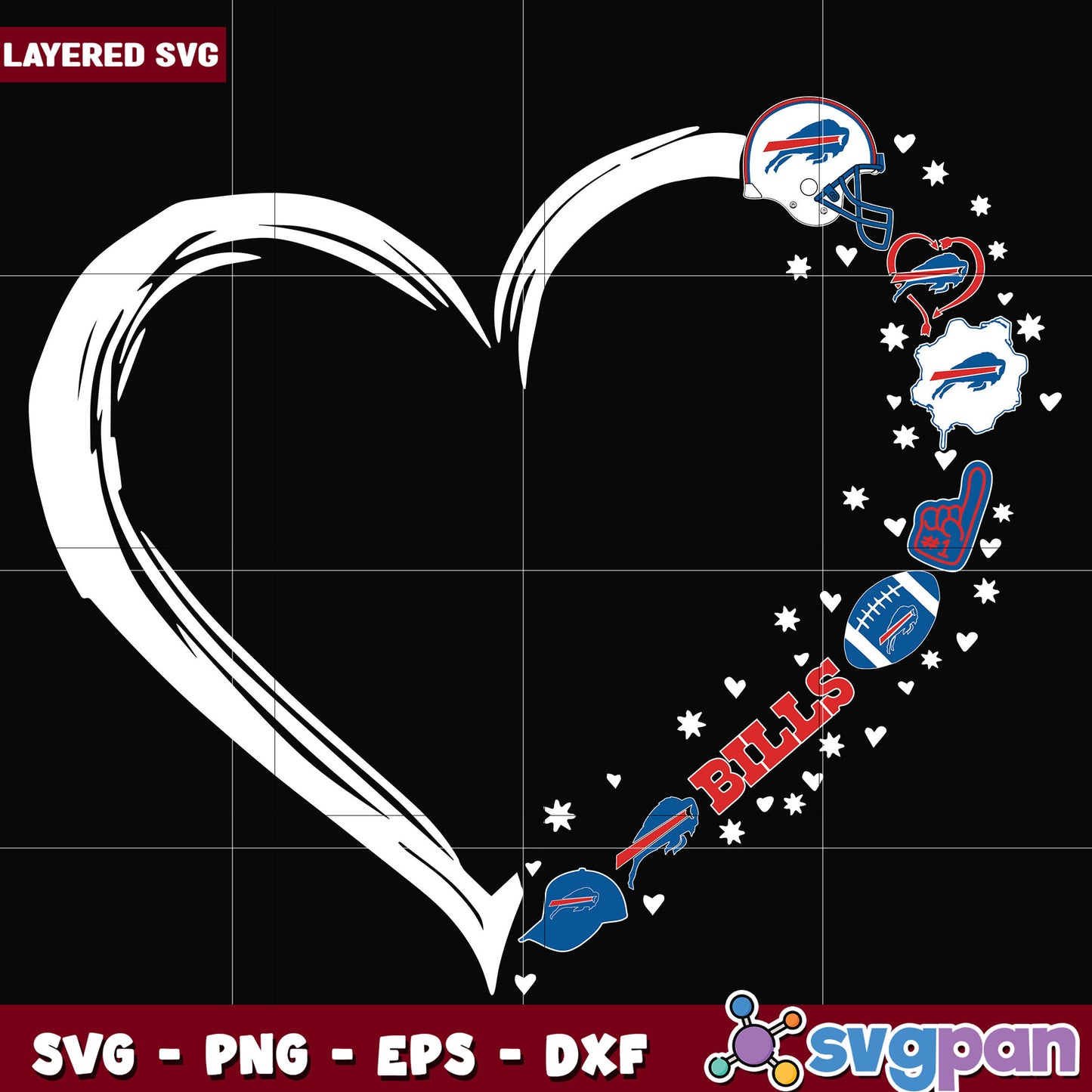 Buffalo Bills heart svg, nfl svg, national football league svg