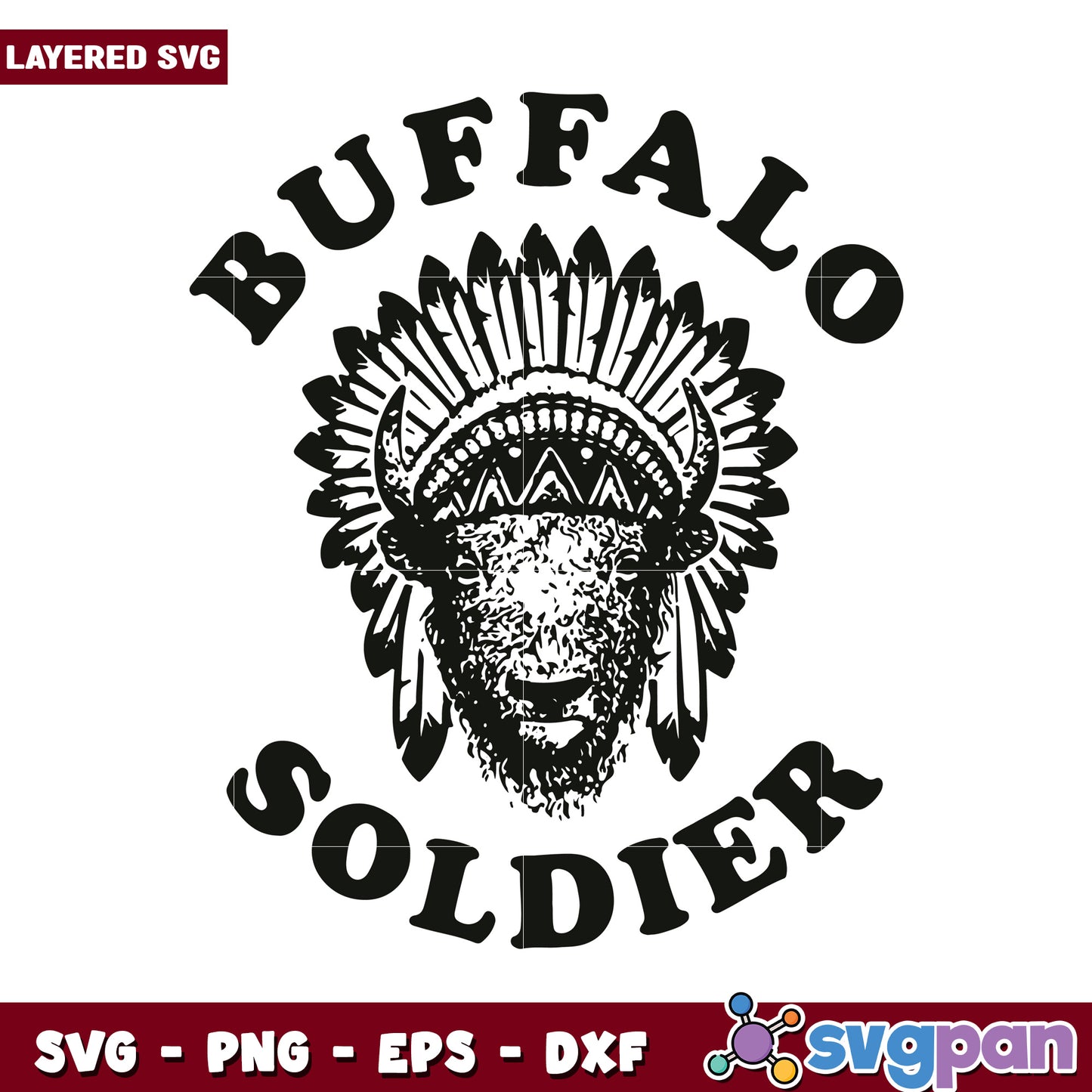 Buffalo Soldier layered SVG design for crafting, perfect for apparel