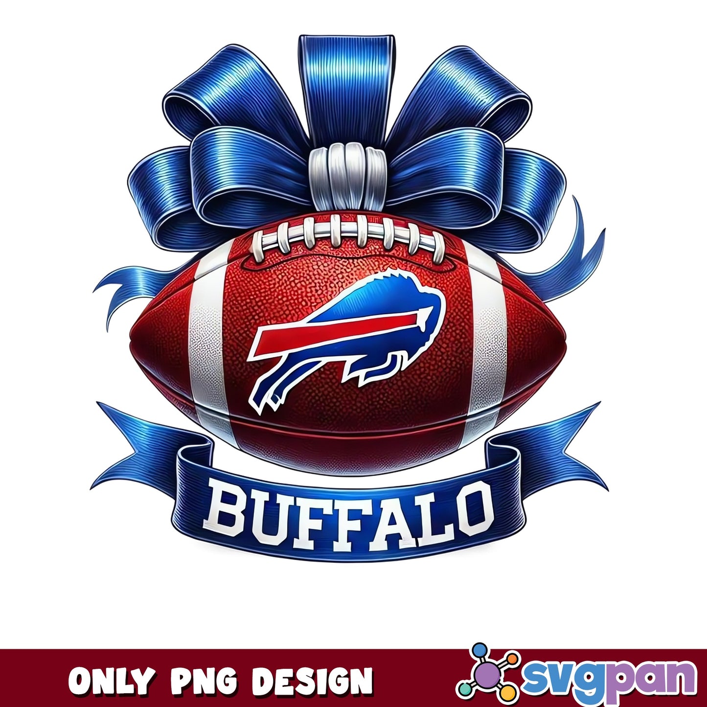 Buffalo Bills Bow Football PNG, Bills NFL PNG, Football Fan PNG