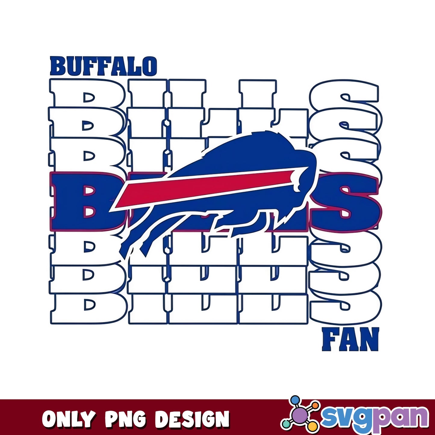 Buffalo Bills Fan PNG, Bills Stacked Logo, NFL Football PNG