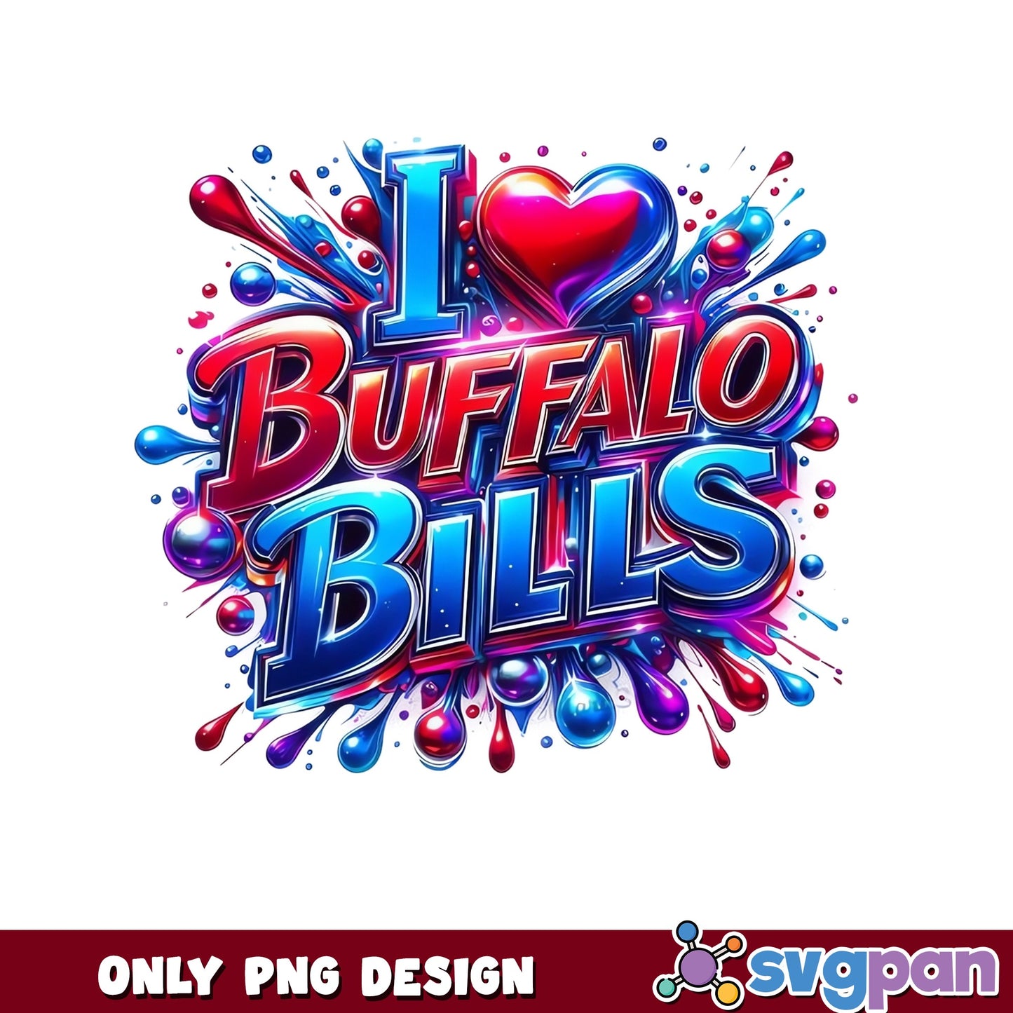 Buffalo Bills Football Fan PNG, I Love Bills Design, NFL PNG