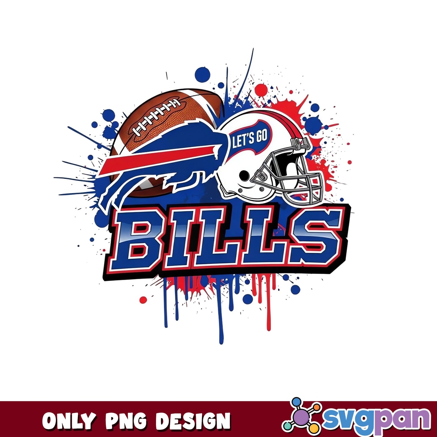 Buffalo Bills Football Helmet PNG, NFL Team Splatter Design, Bills PNG