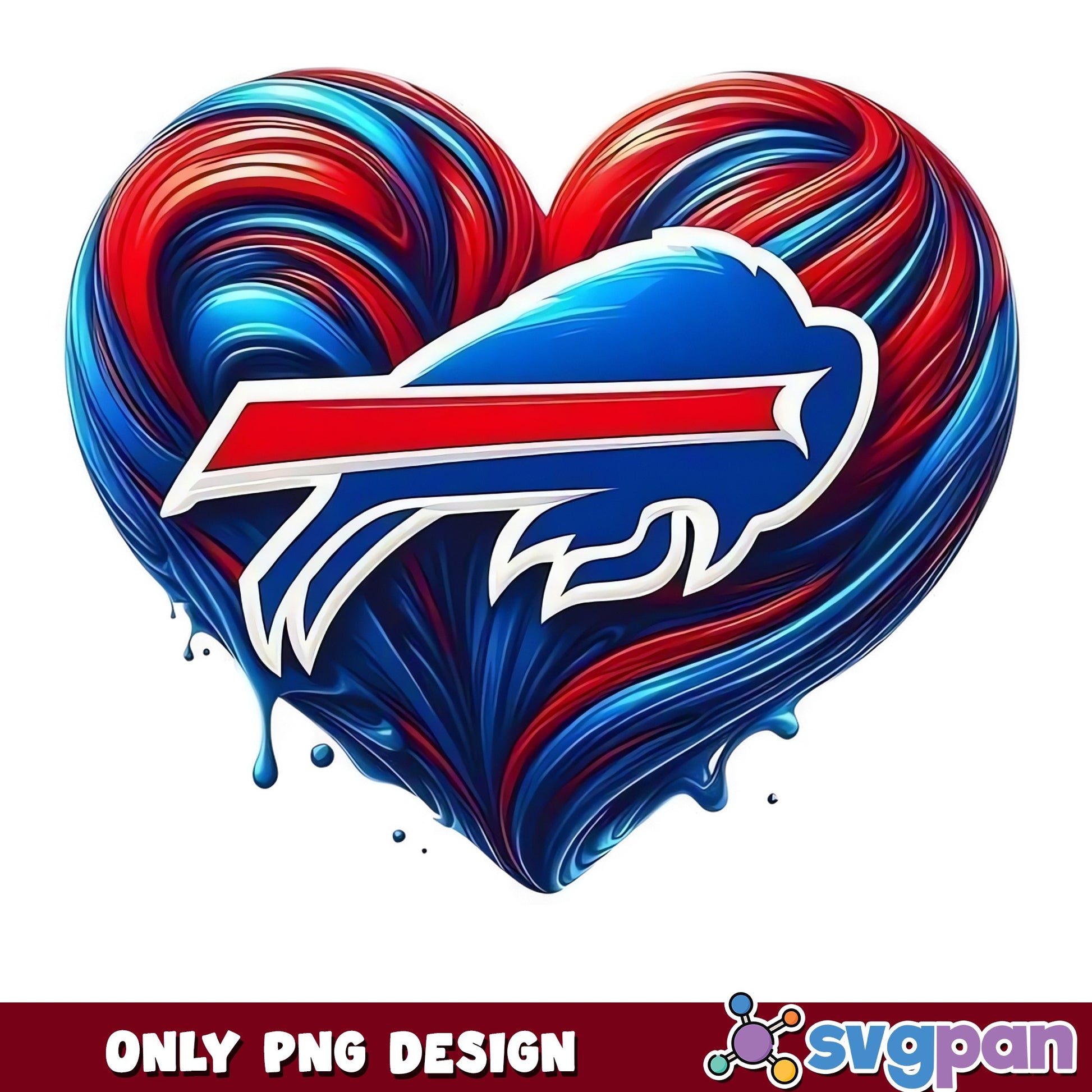 Buffalo Bills Heart PNG, NFL Football Fan Gift, Bills PNG