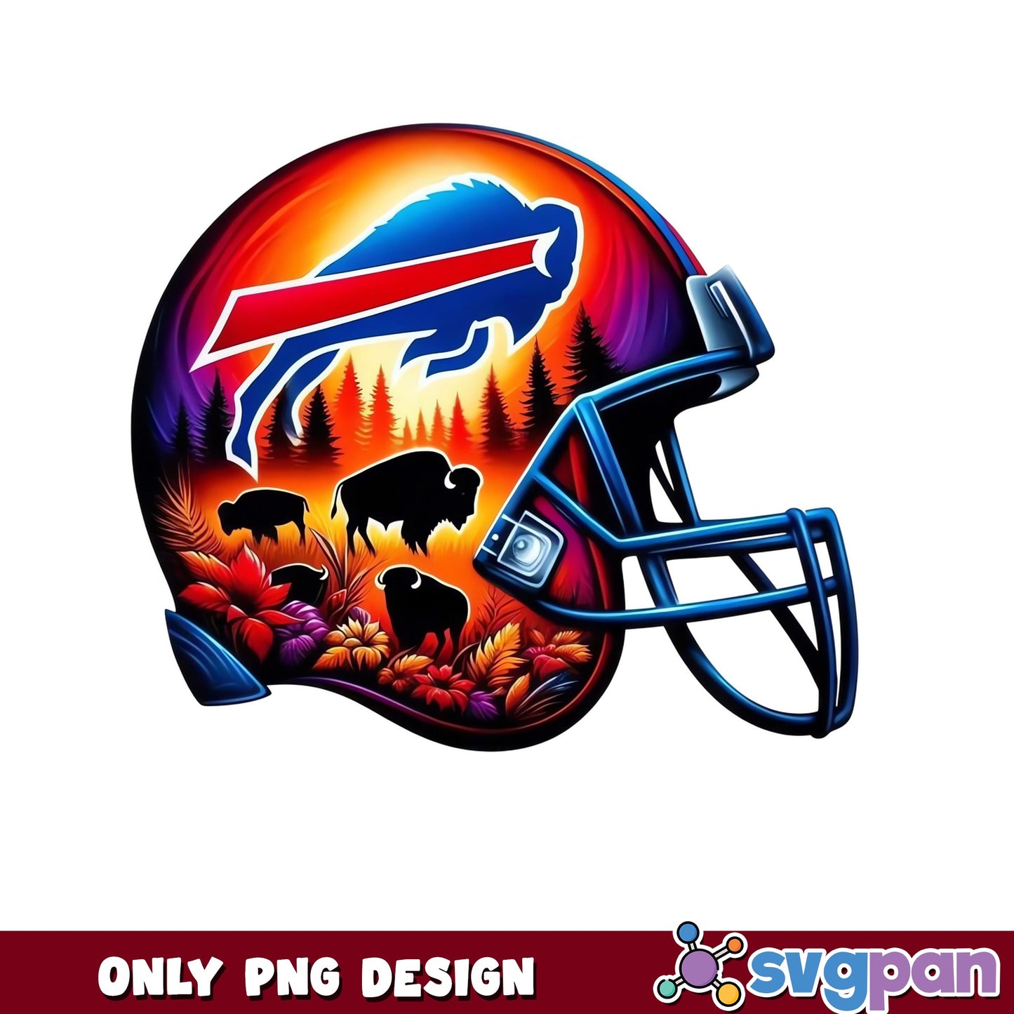 Buffalo Bills Helmet Sunset PNG, NFL Football PNG, Bills PNG