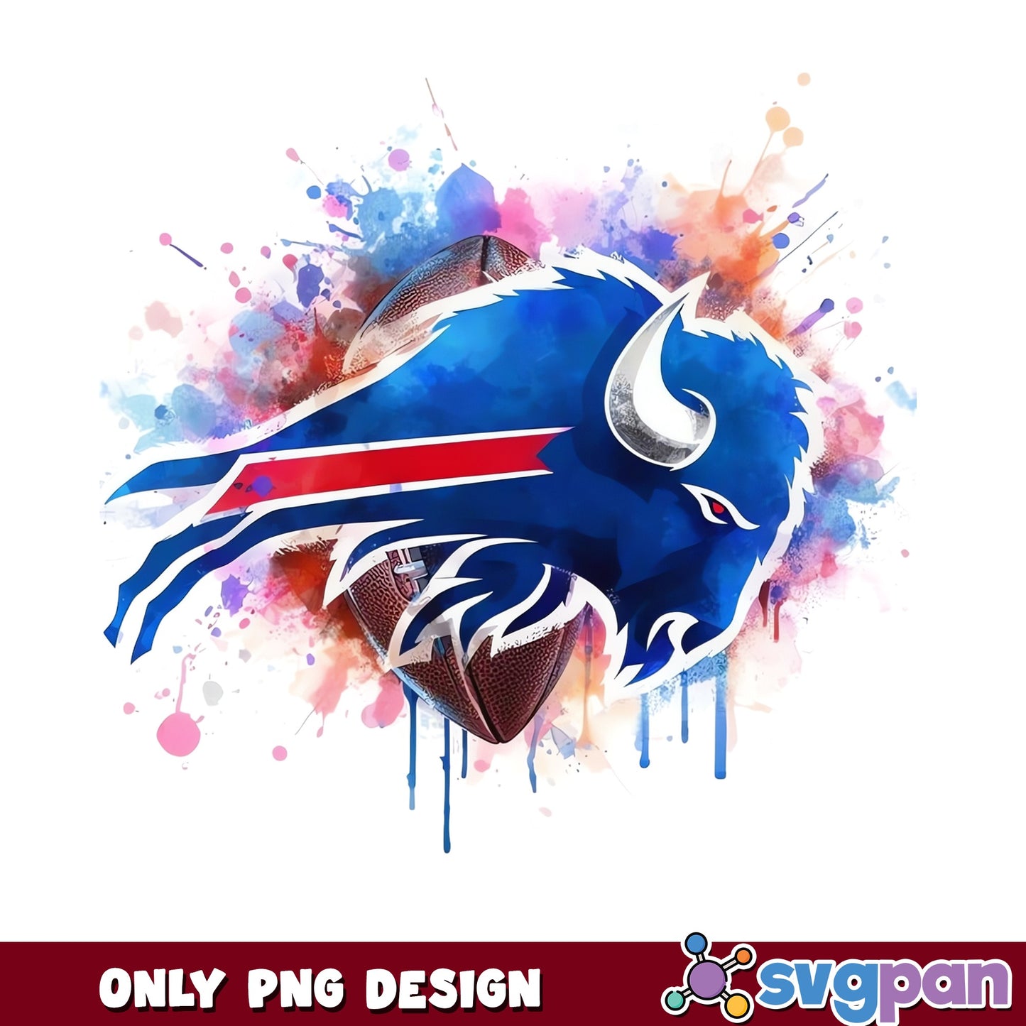 Buffalo Bills Watercolor PNG, Football Splash Design PNG, NFL Team PNG