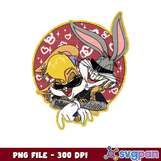 Bugs Bunny and Lola Bunny PNG design, 300 DPI quality