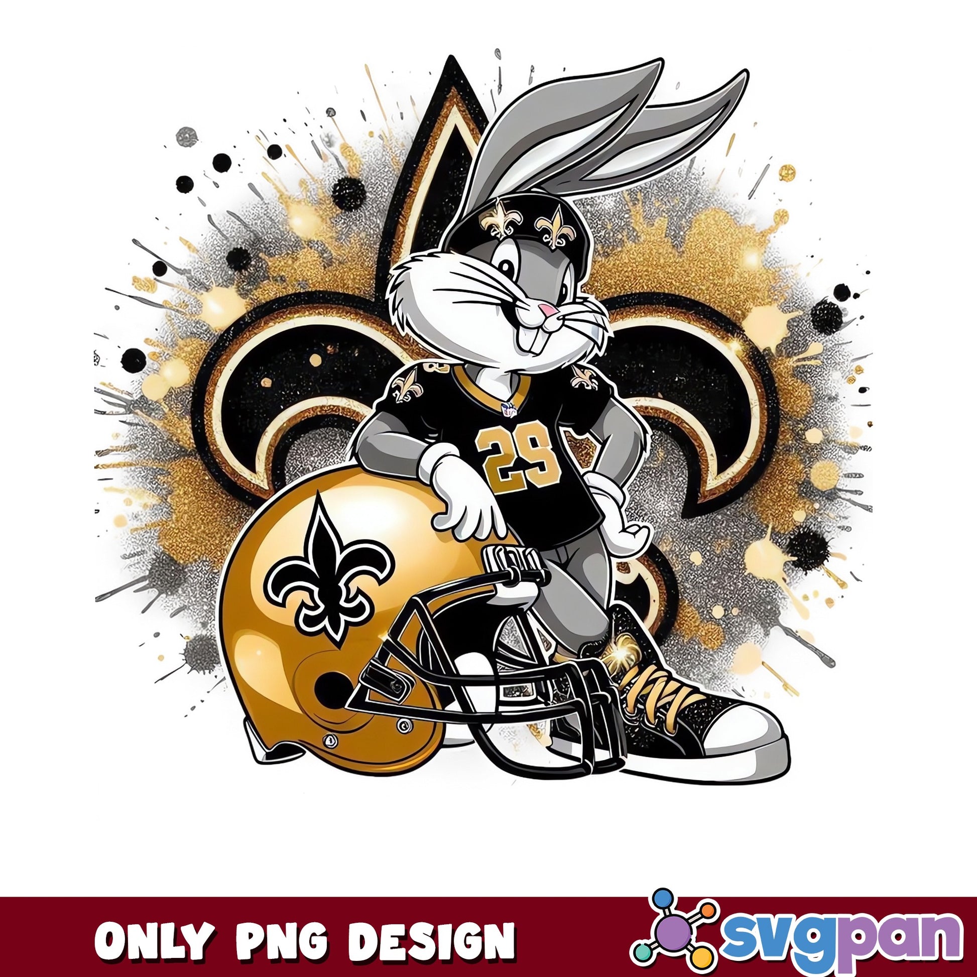 Bugs Bunny New Orleans Saints PNG, NFL Football PNG, Saints PNG