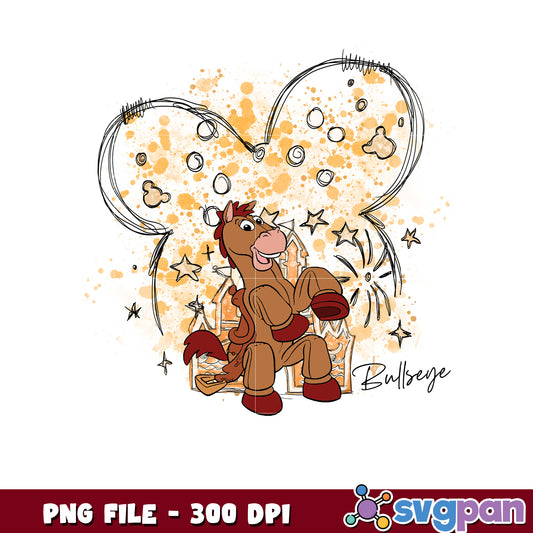 Bullesye toy story design png, disney cruise png, disney store png