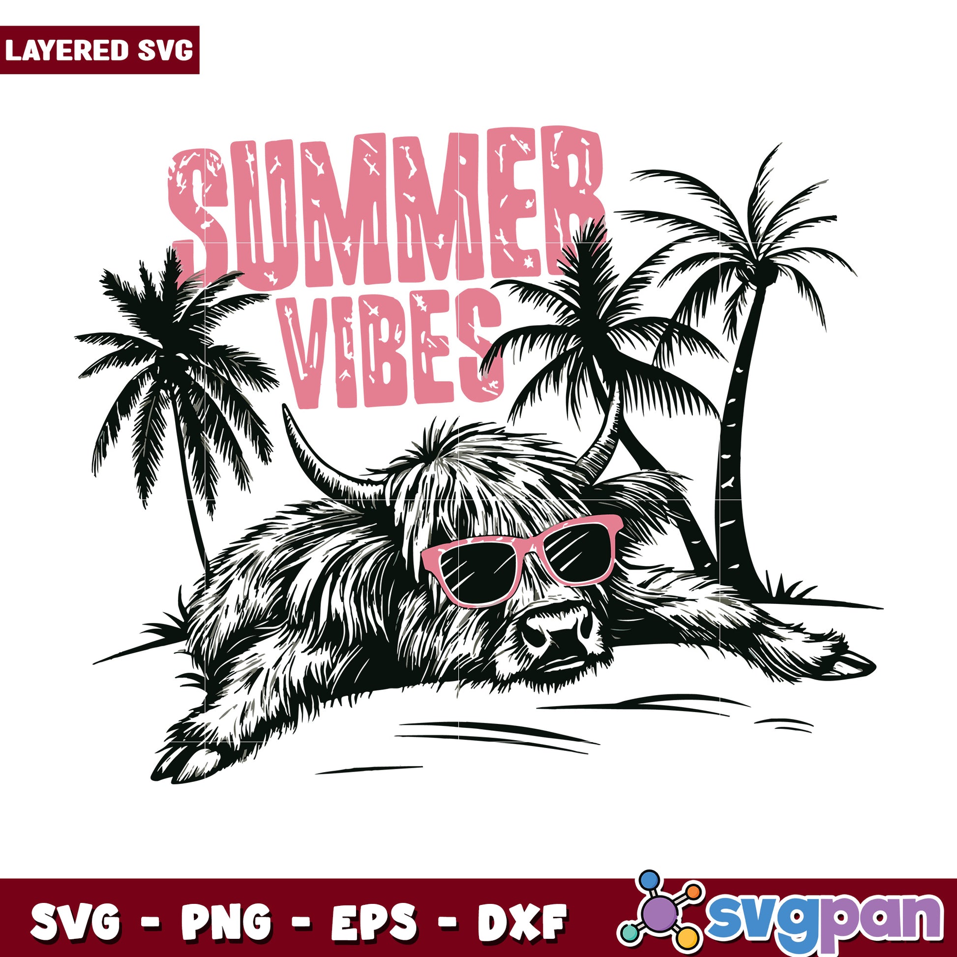 Bull summer vibes svg, funny quotes svg, animal memes svg