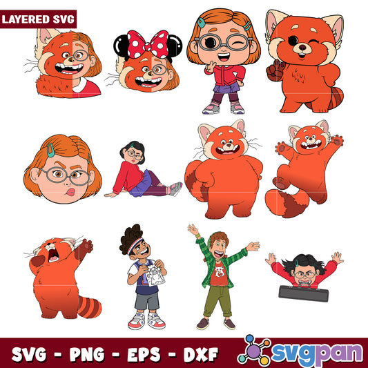 Bundle of Cute Layered Red Panda SVG Designs