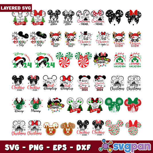 Bundle of Disney Christmas SVG Designs for Crafts