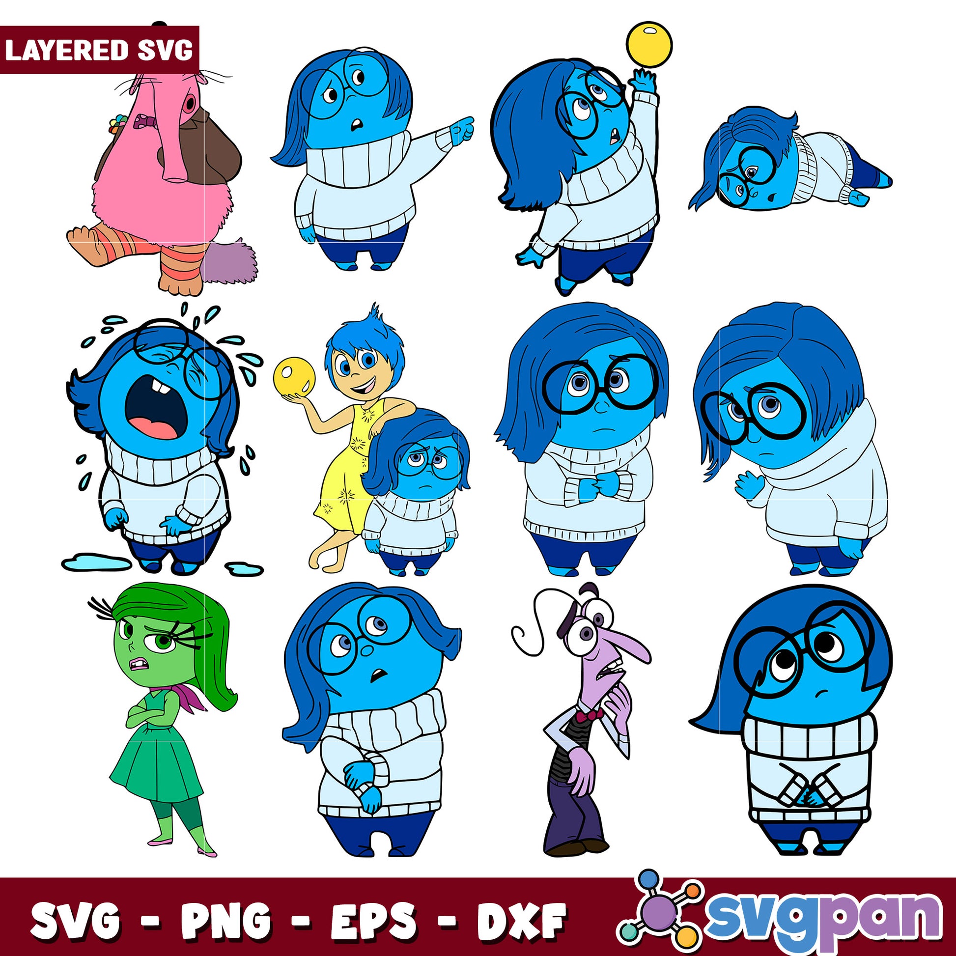 Bundle of Emotion Character SVG Cut Files Set