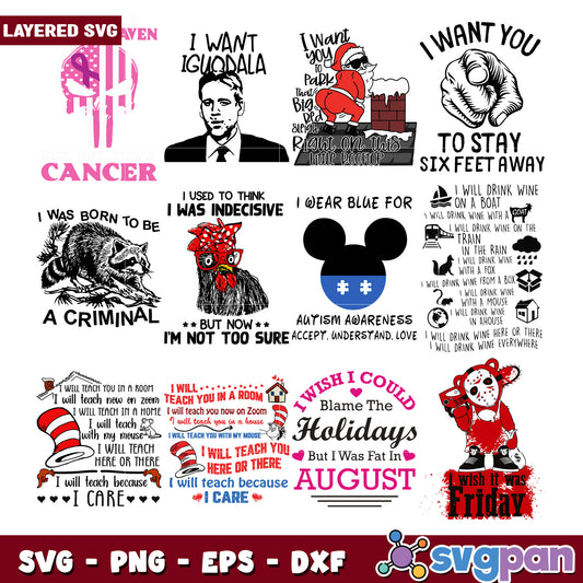 Bundle of Fun and Quirky SVG Designs for Crafts