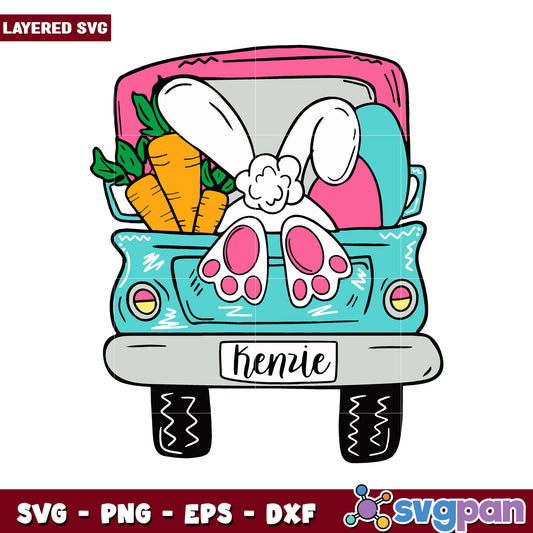Bunny in Vintage Truck SVG Design, Perfect for Easter Crafts