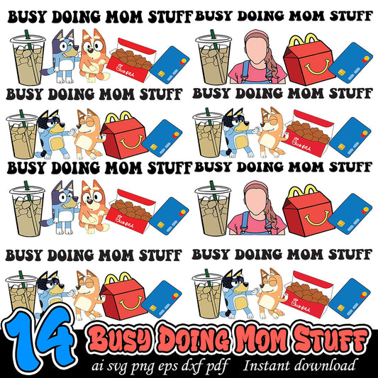 Busy Mom SVG Bundle 14 PNG Designs