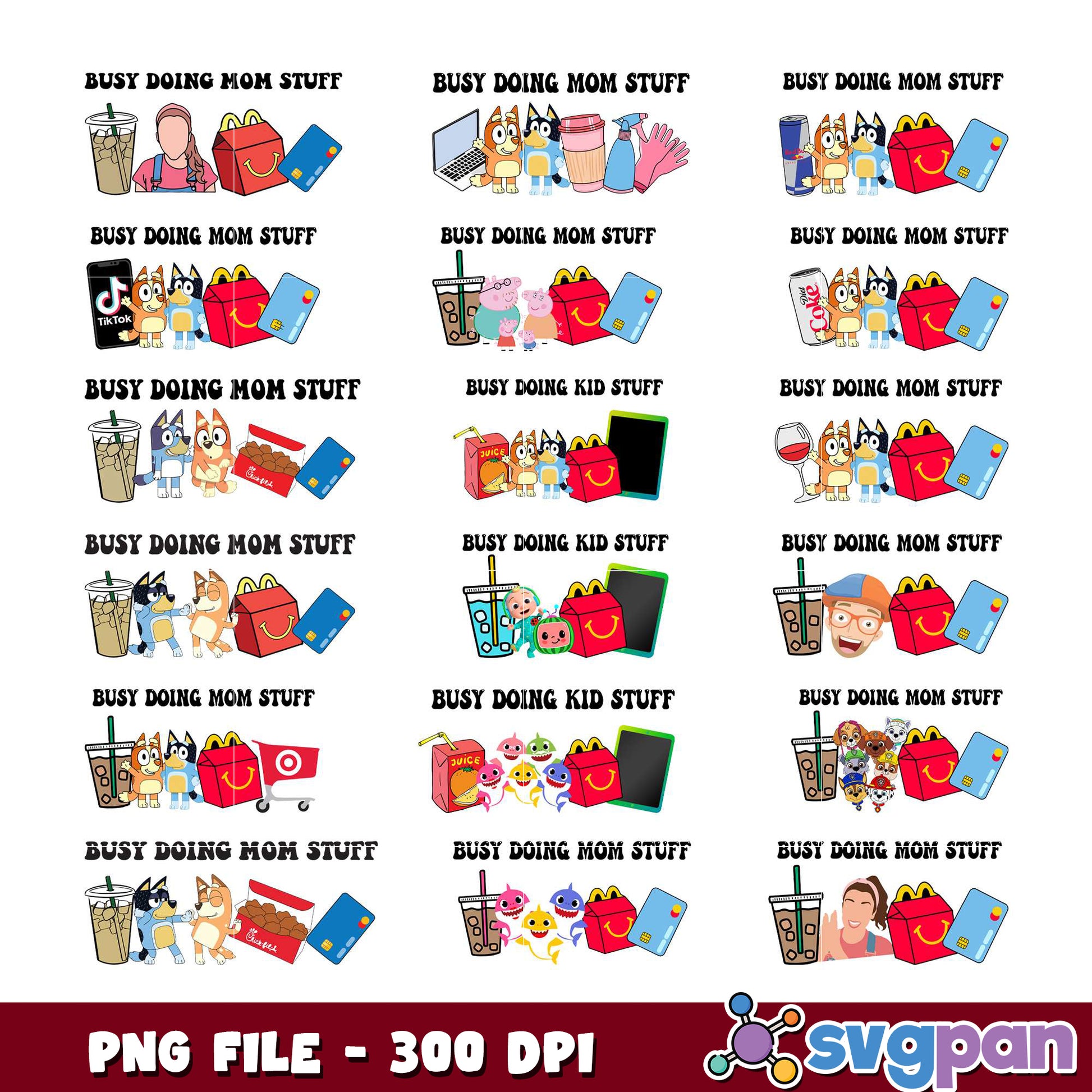 Busy Mom SVG Bundle PNG 300 DPI