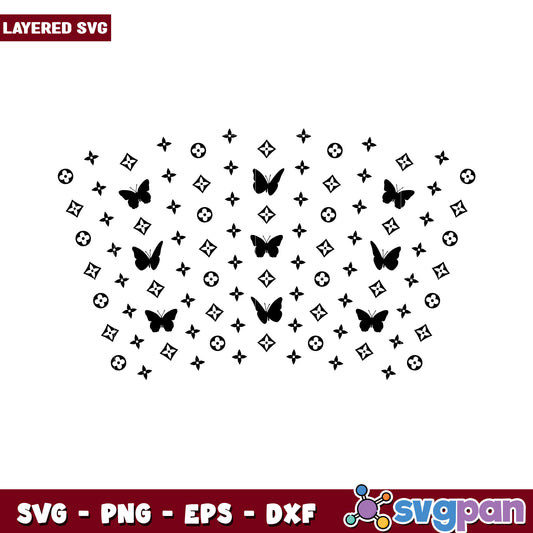 Butterfly Pattern Layered SVG Design, Perfect for Craft Projects