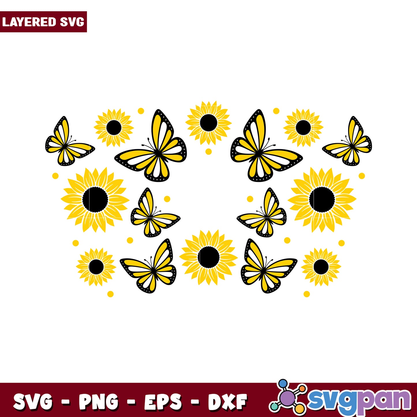 Butterfly and Sunflower SVG Design for Creative Artwork, Perfect for Crafts and Scrapbooking