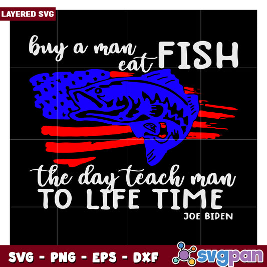 Buy a man eat fish design for DIY projects, teach man to fish quote