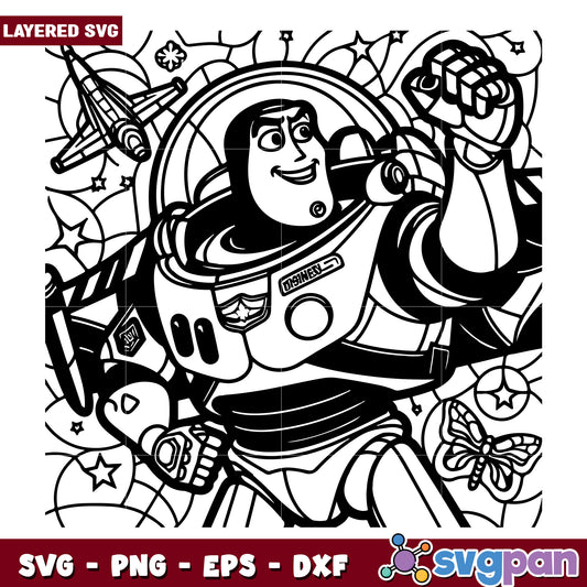Buzz Lightyear Coloring Page SVG for Kids Fun Activity