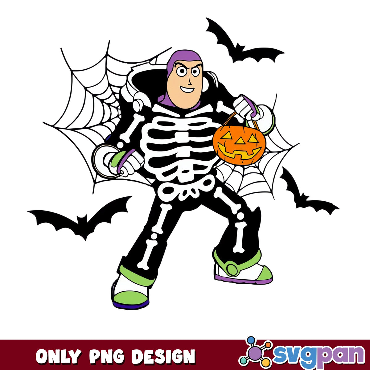 Buzz Lightyear Skeleton Halloween PNG, Toy Story Spooky, Disney PNG