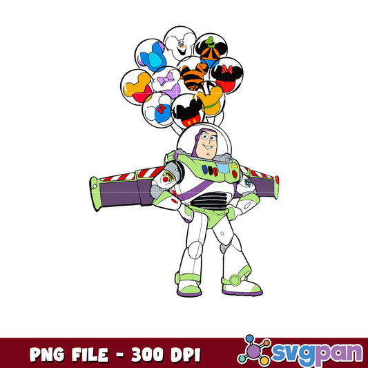 Buzz lightyear balloon png, disney tickets png,  toy story design png