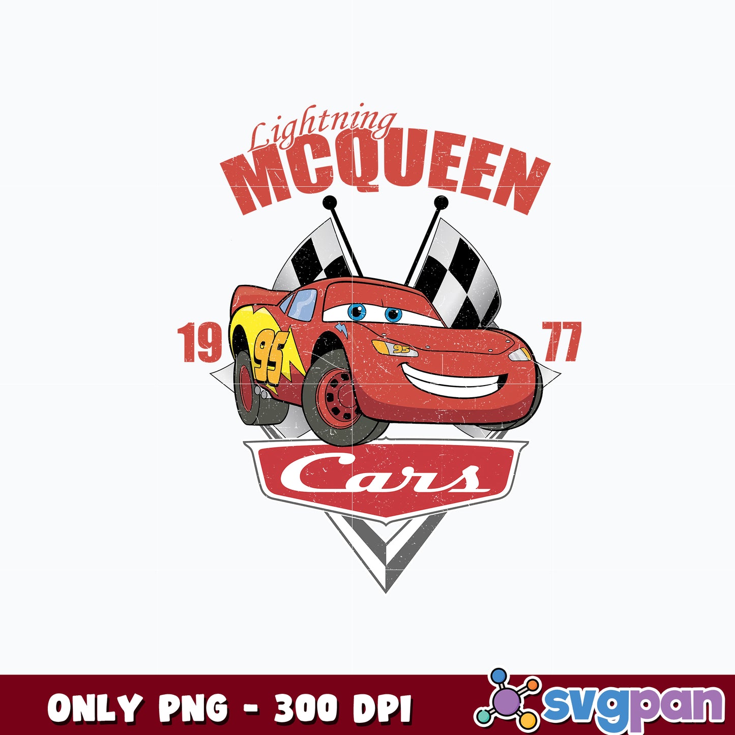 Lightning McQueen disney car 1977 png