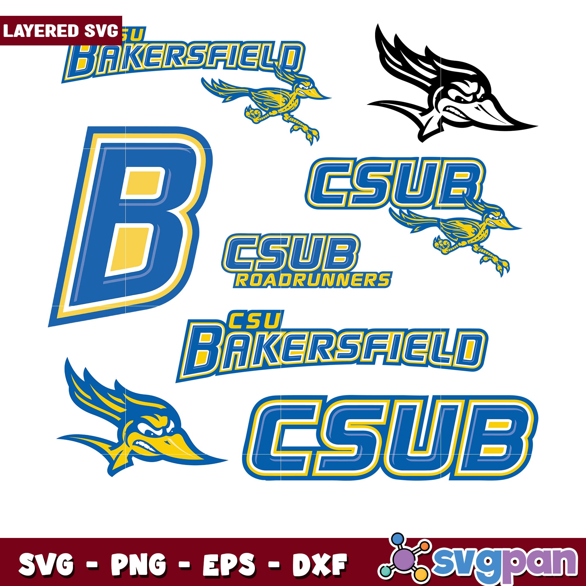 CSUB Roadrunners SVG Bundle Logos & Mascot svgpan
