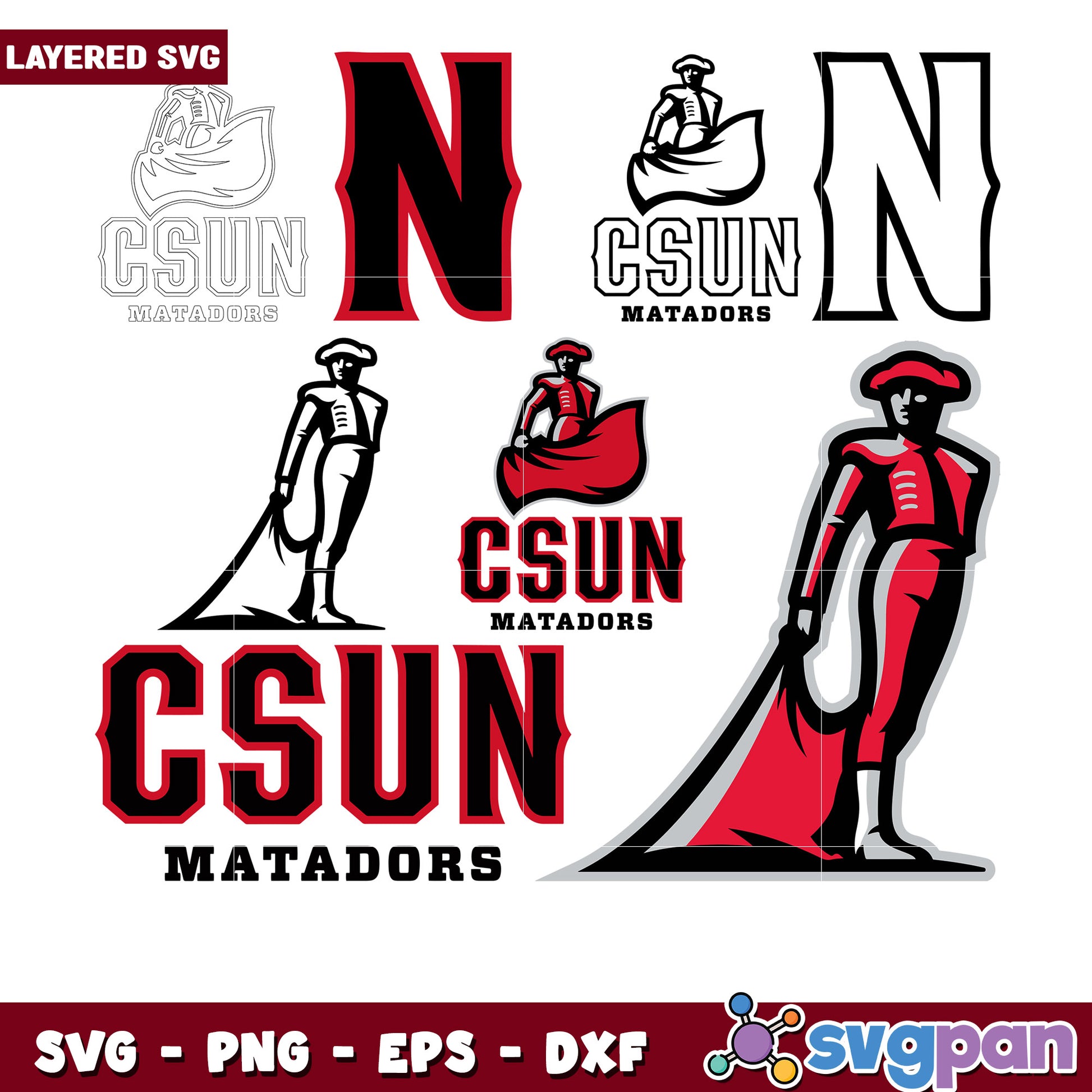 CSUN Matadors Layered SVG Bundle for Crafts