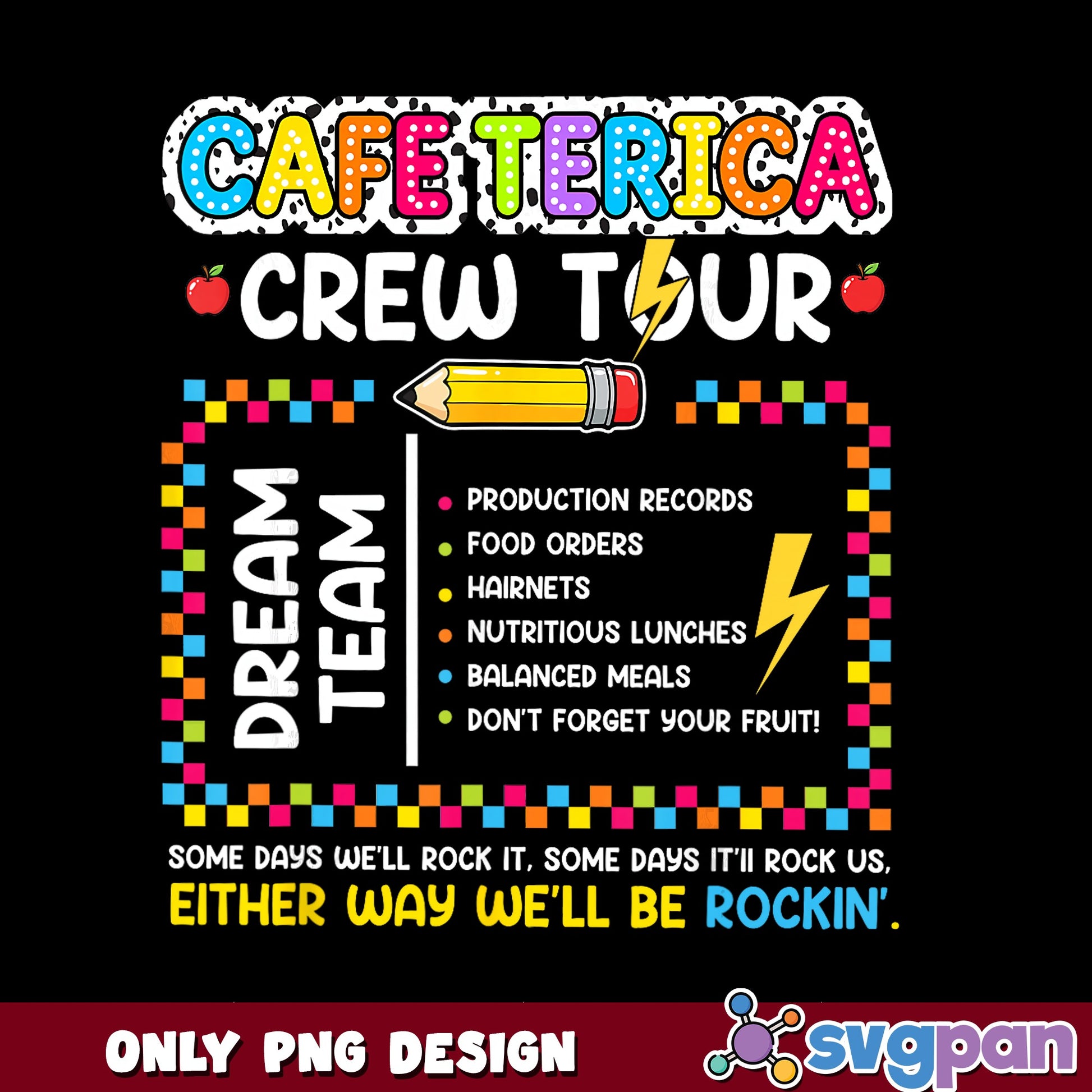 Cafeteria Crew Tour Dream Team PNG, School Lunch PNG, Back To School PNG