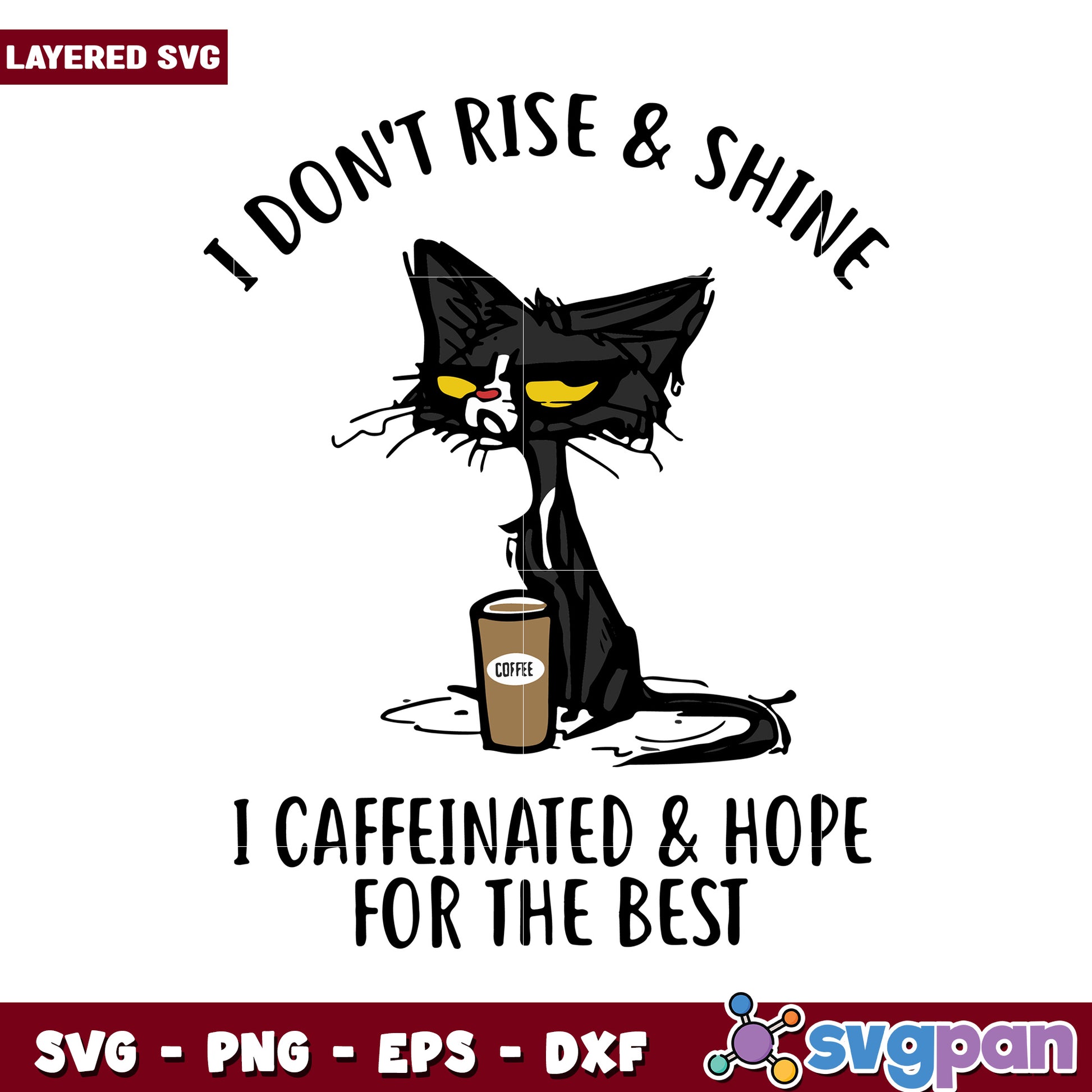 Caffeinated Cat SVG Design, Perfect for Coffee Lovers Gifts