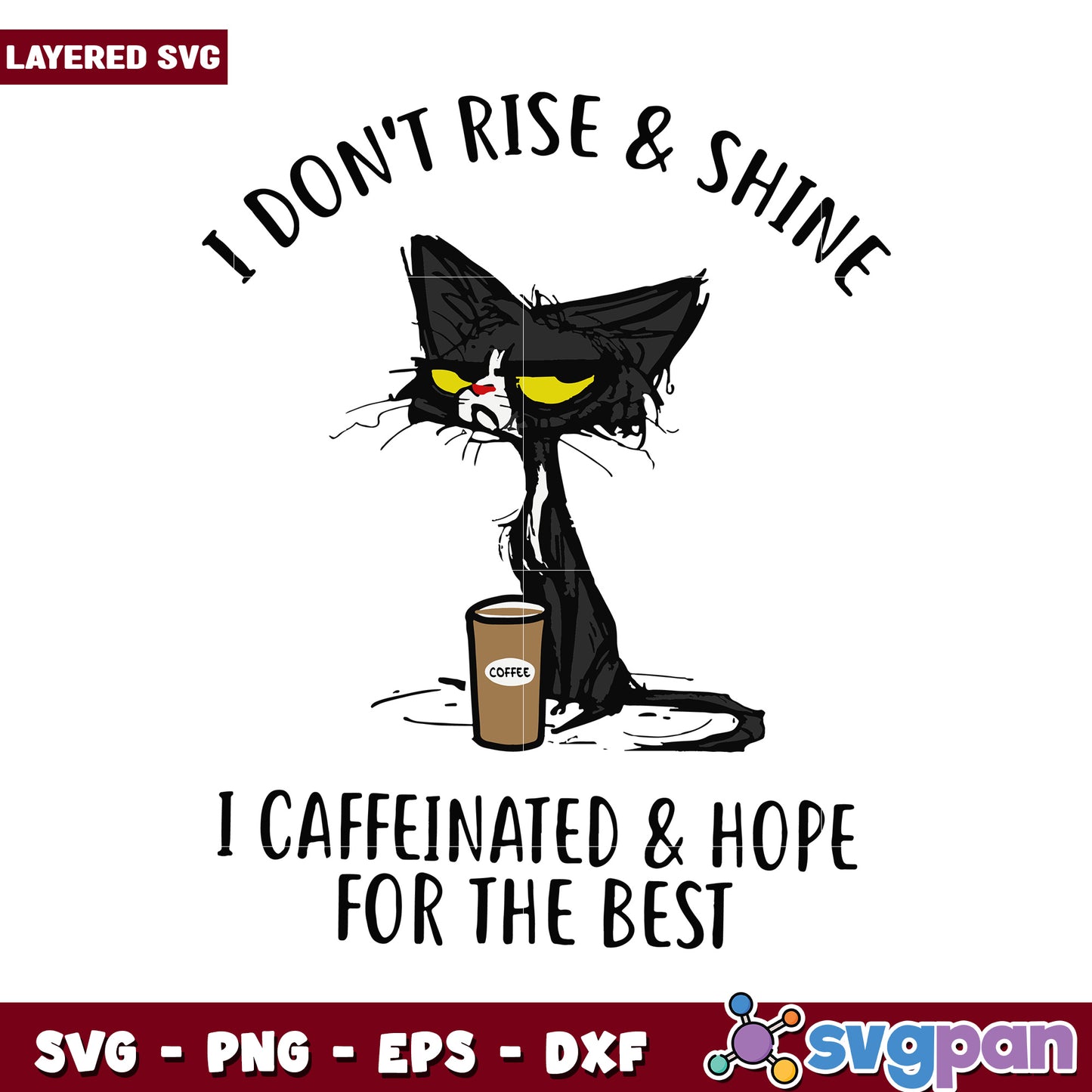 Caffeinated Cat SVG Design for Coffee Lovers, Cute Morning Humor