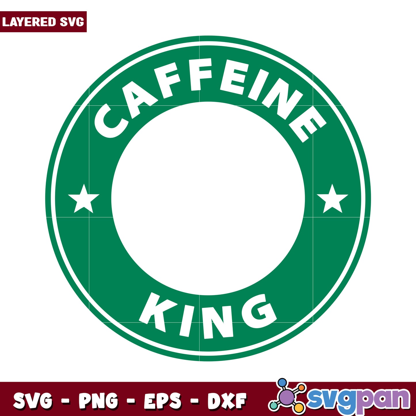 Caffeine King Layered SVG Design, Perfect for Coffee Lovers Crafts