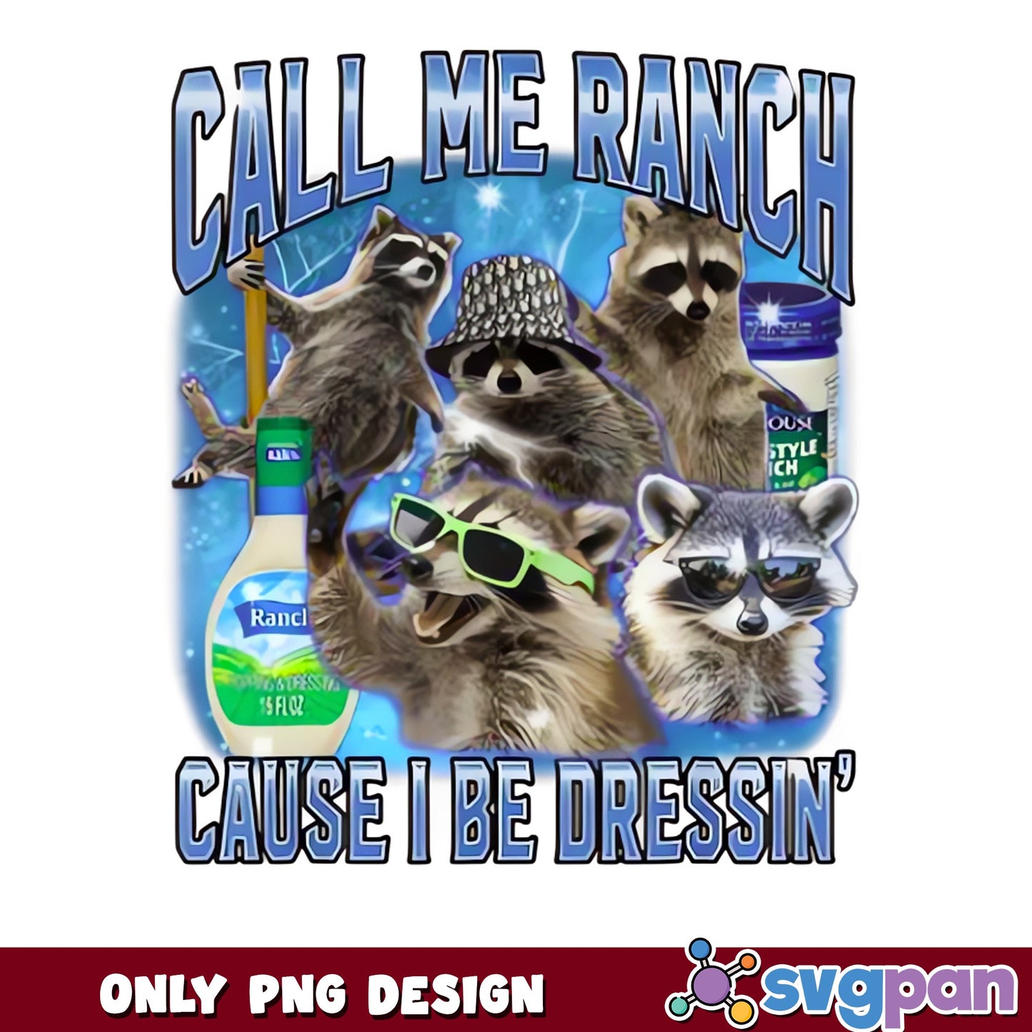Call Me Ranch Cause I Be Dressin Raccoon PNG, Funny Raccoon PNG, Meme PNG