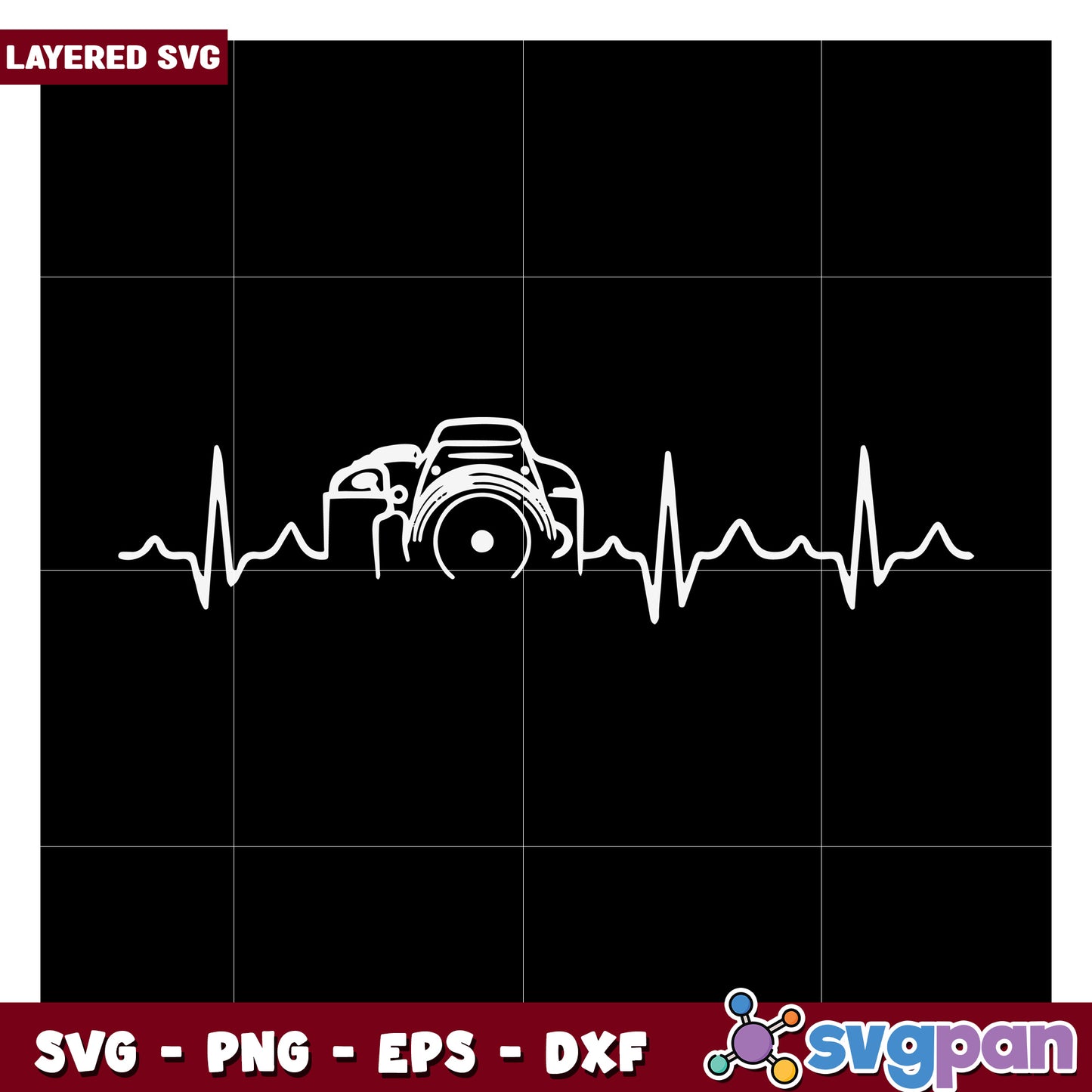 Camera heartbeat design for photographers, perfect for crafts and projects