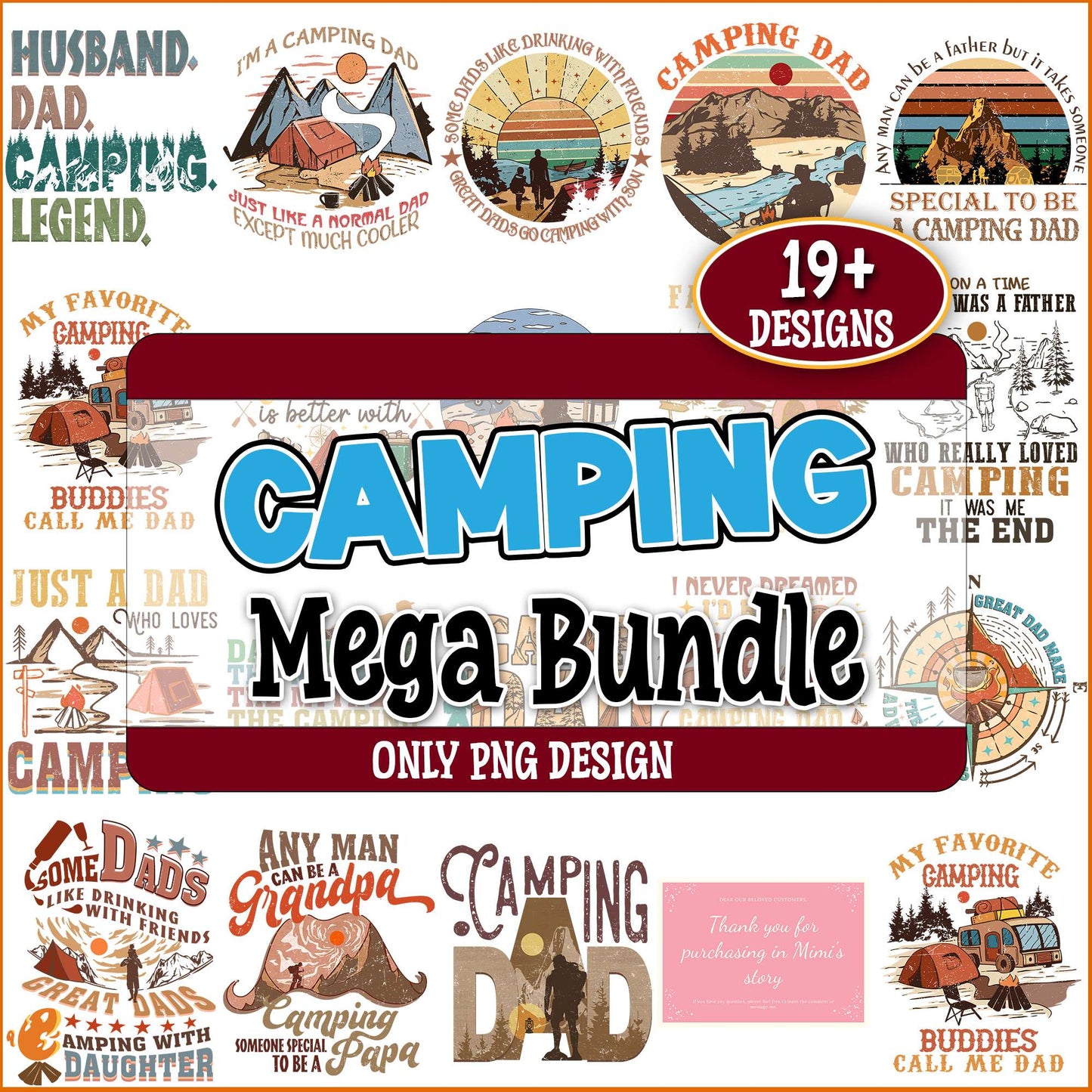 Camping dad png bundle