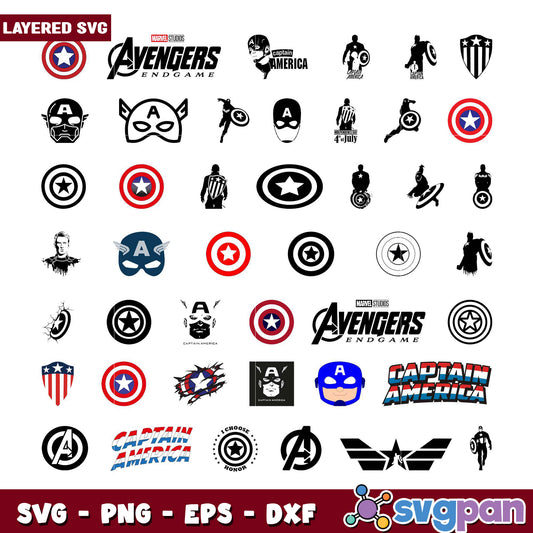 Captain America SVG Bundle Endgame & More