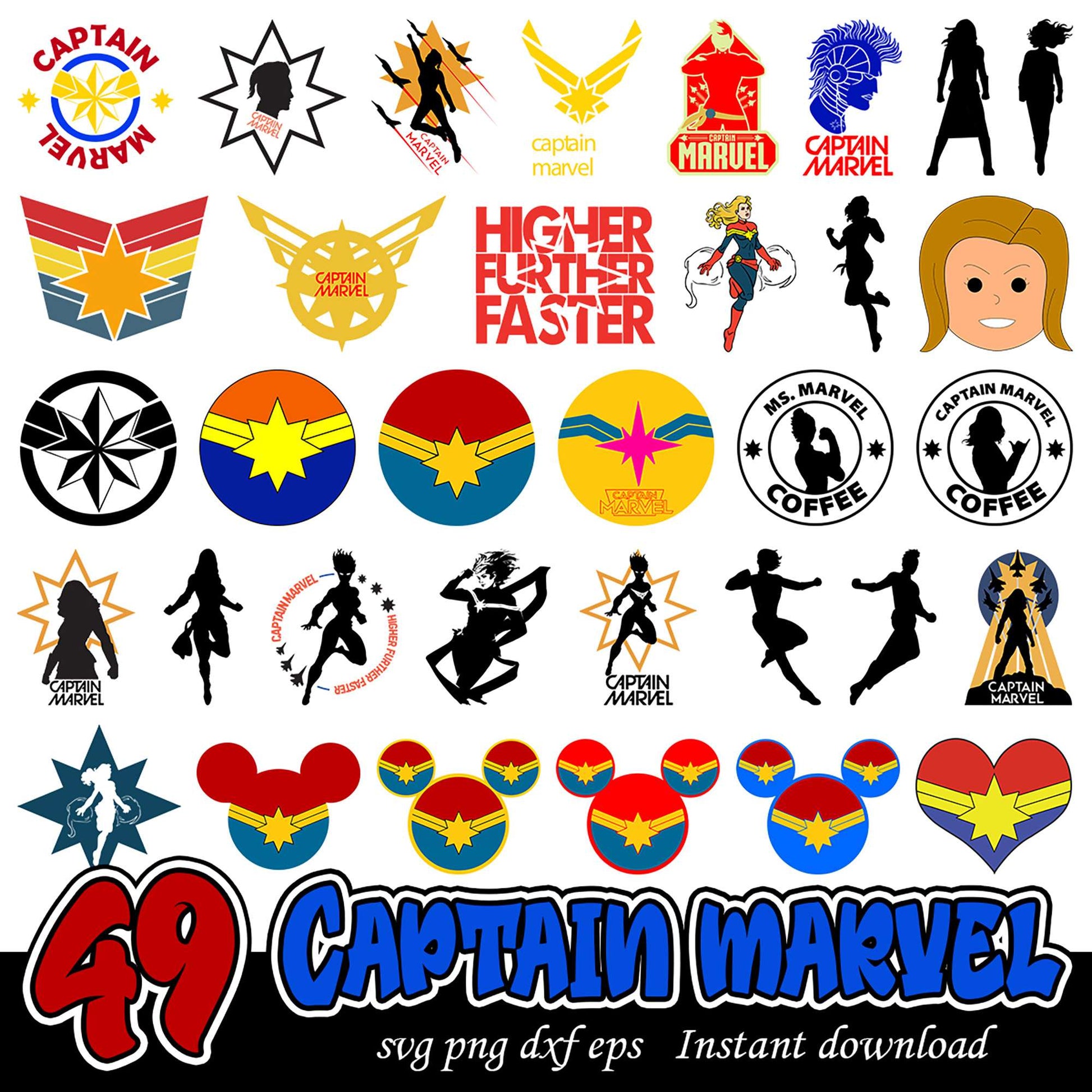 Captain Marvel SVG Bundle 49 Designs Instant Download Files