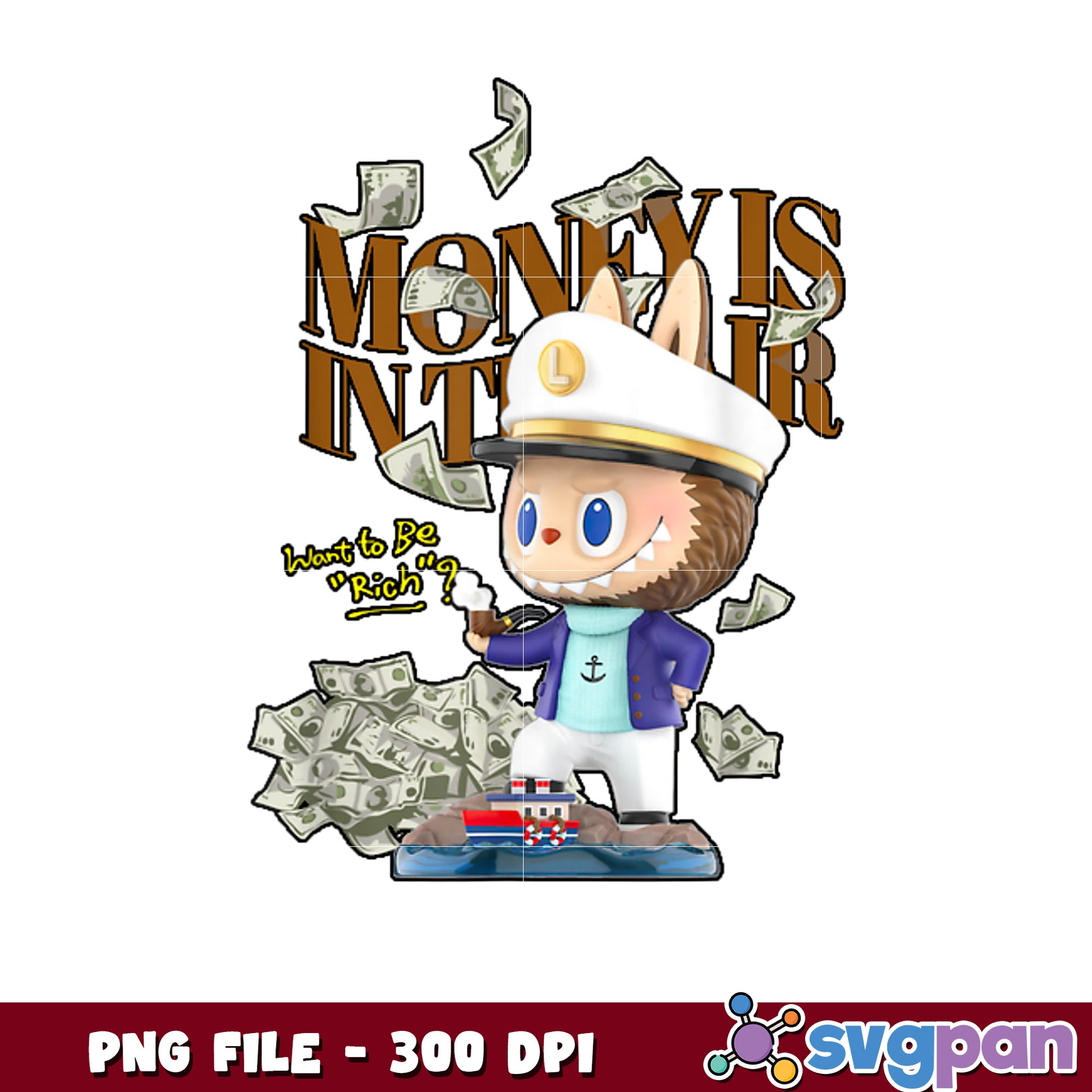 Captain Rich Bunny PNG - 300 DPI