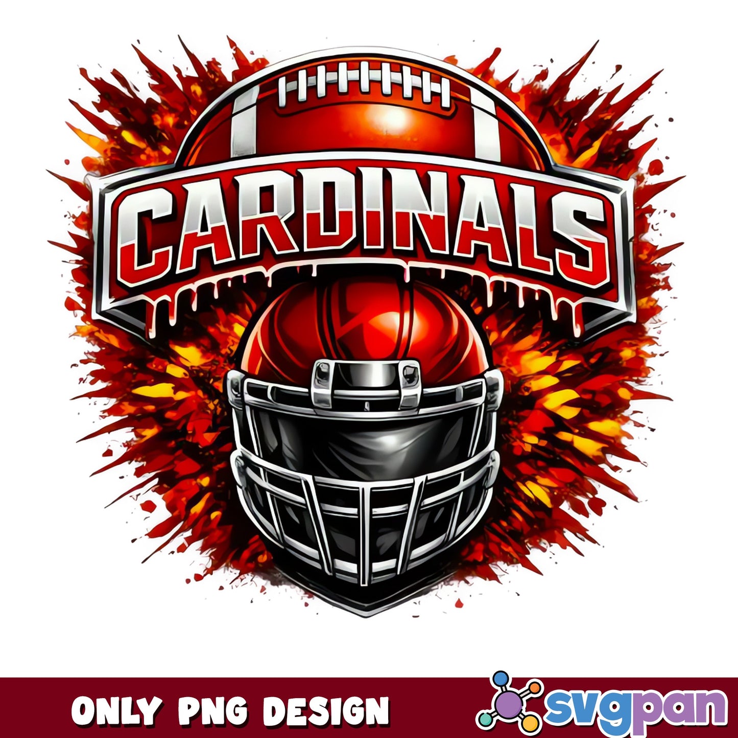 Cardinals Football Helmet Drip PNG, Football Team PNG, Sports PNG