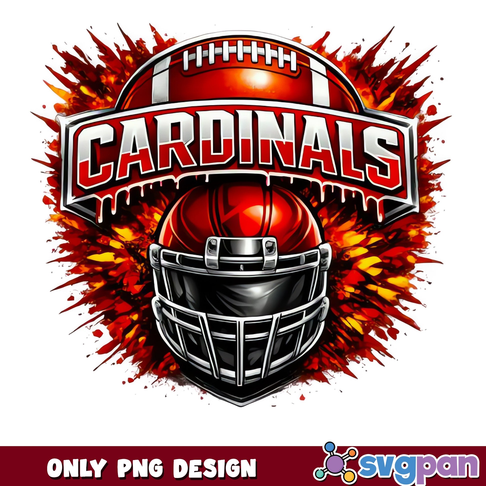 Cardinals Football Helmet Drip PNG, Football Team PNG, Sports PNG