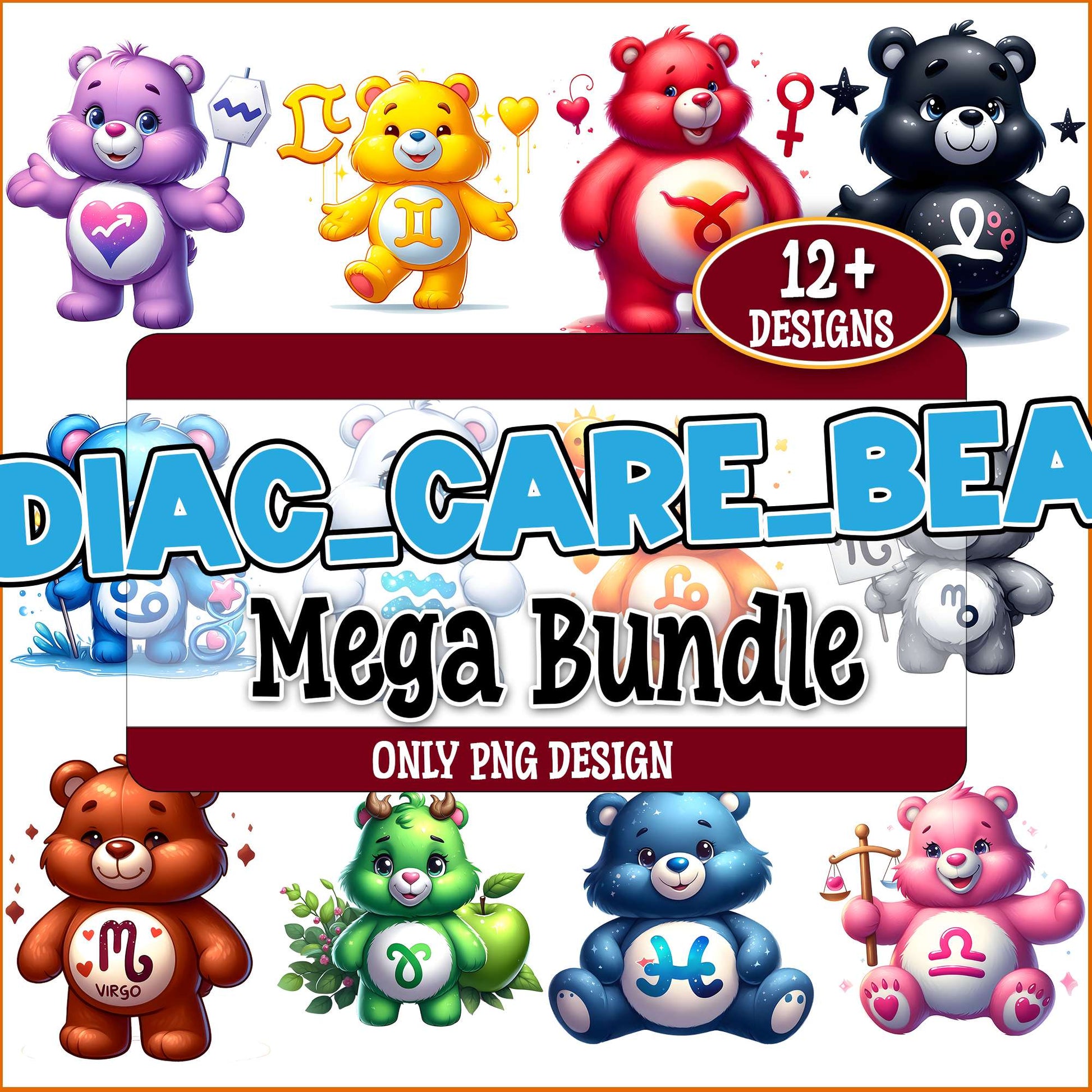 Care bear zodiac png bundle