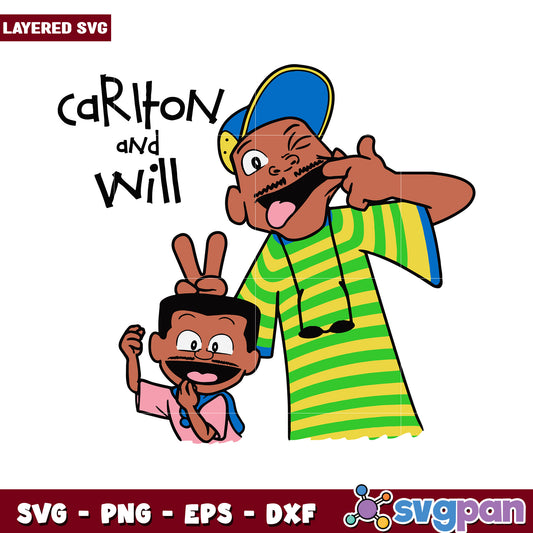 Carlton and Will cartoon characters design, perfect for SVG projects